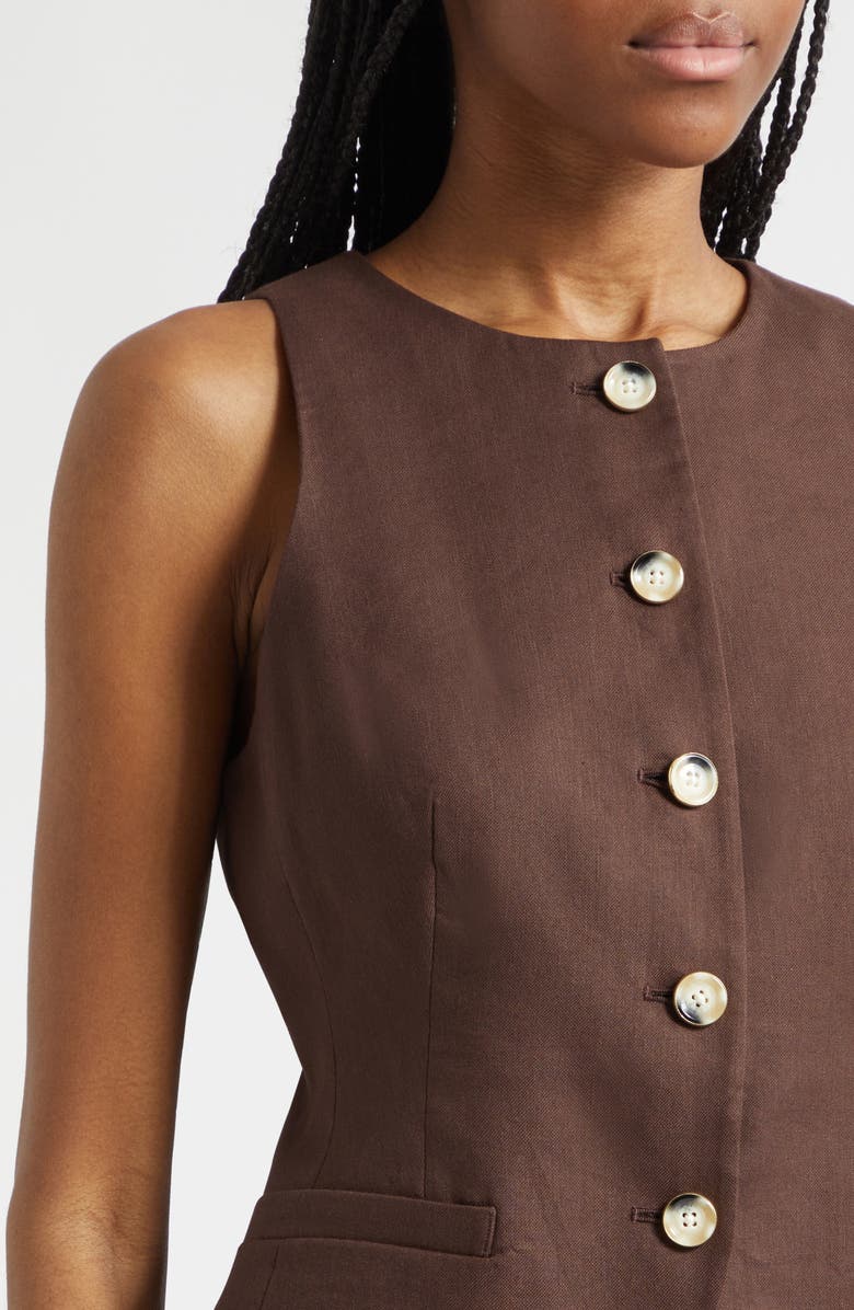 Veronica Beard Hartwell Linen Blend Vest, Alternate, color, Dark Mocha
