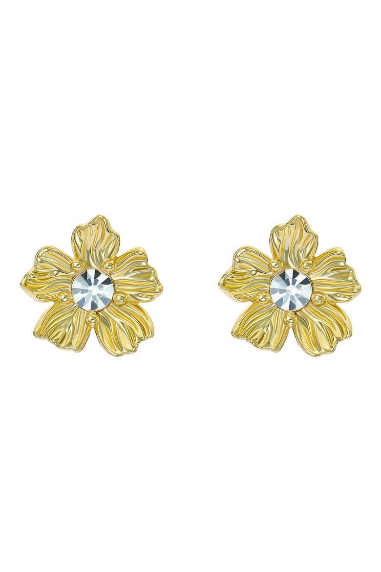 Petulia Flower Statement Stud Earrings, Main, color, GOLD TONE / CLEAR CRYSTAL