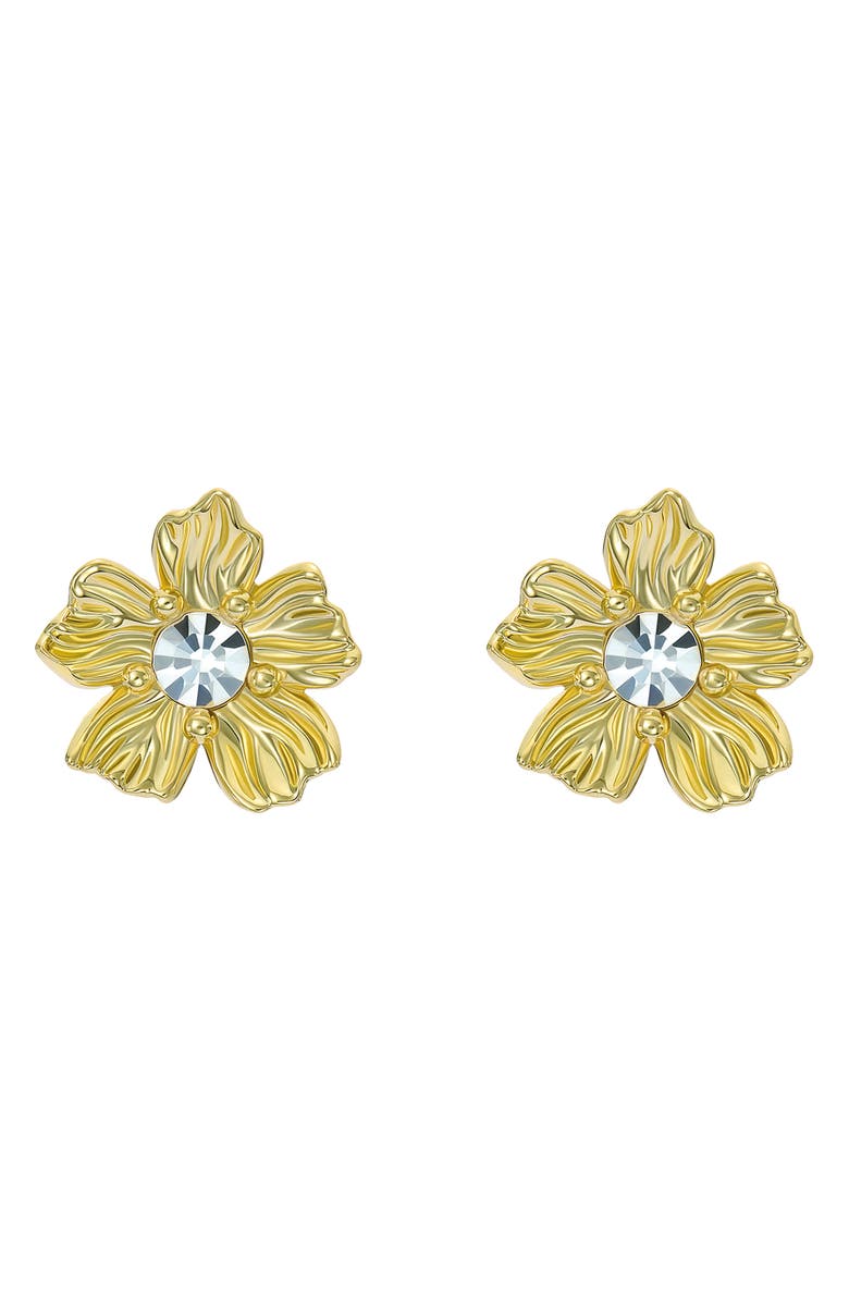Ted Baker Petulia Flower Statement Stud Earrings, Main, color, Gold Tone / Clear Crystal
