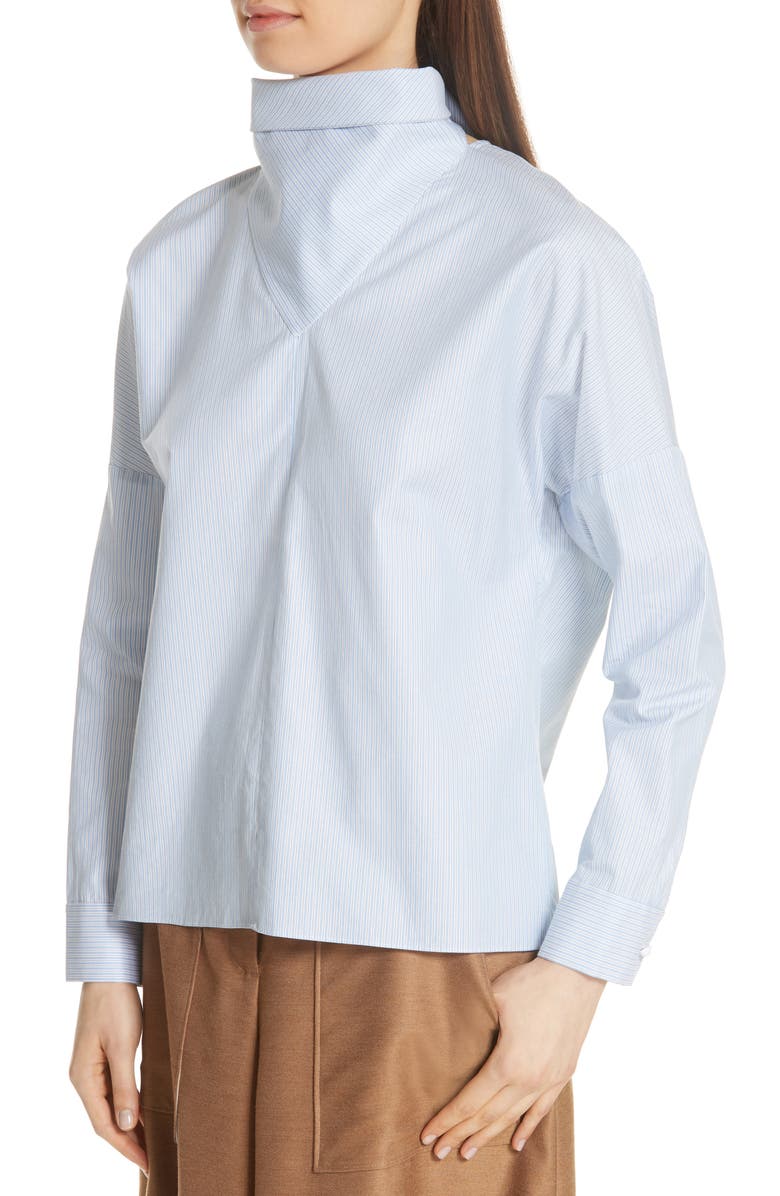 Tibi Tuxedo Shirting Bandana Top, Alternate, color, 