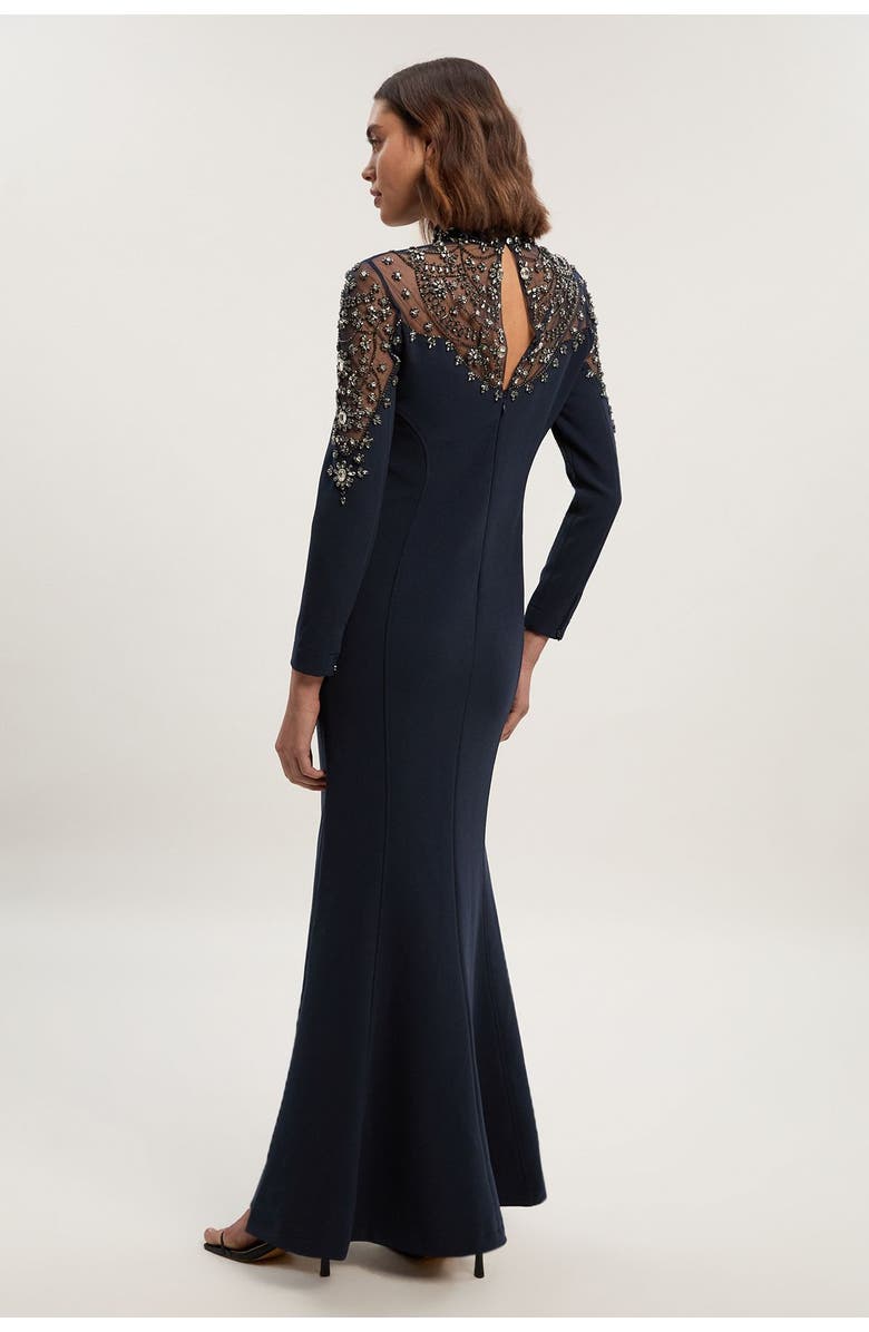 Karen Millen Petite Crystal Embellished Maxi Dress, Alternate, color, Midnight