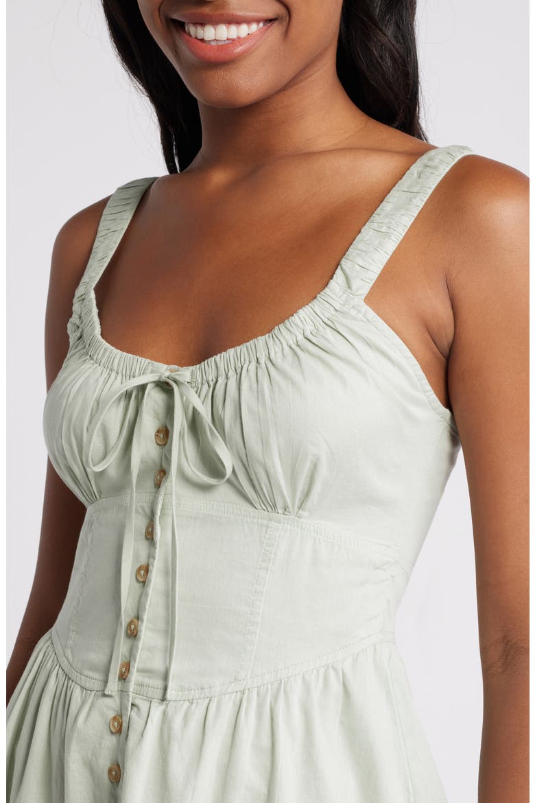 Azealia Button Front Cotton Minidress, Alternate, color, KHAKI
