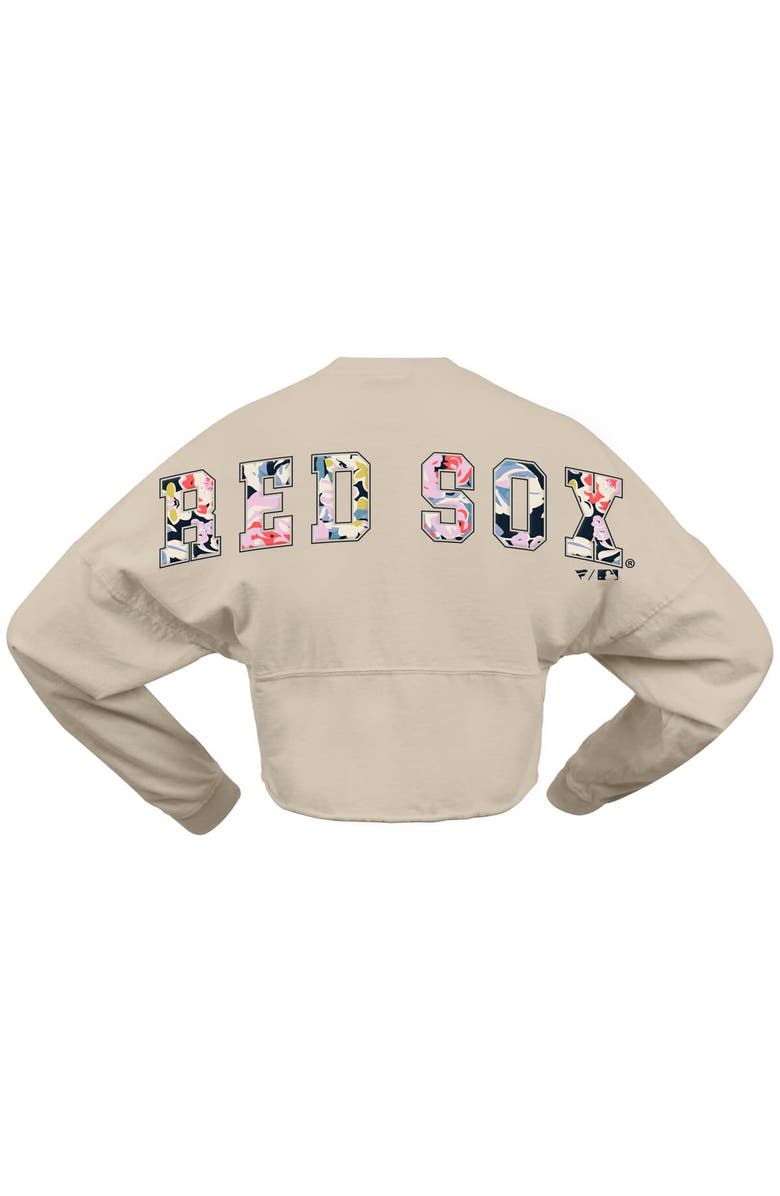 FANATICS Women's Fanatics Cream Boston Red Sox Floral Preppy Cropped Long Sleeve T-Shirt, Alternate, color,