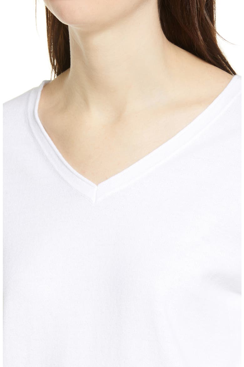 Double V-Neck Cotton Pullover, Alternate, color, WHITE