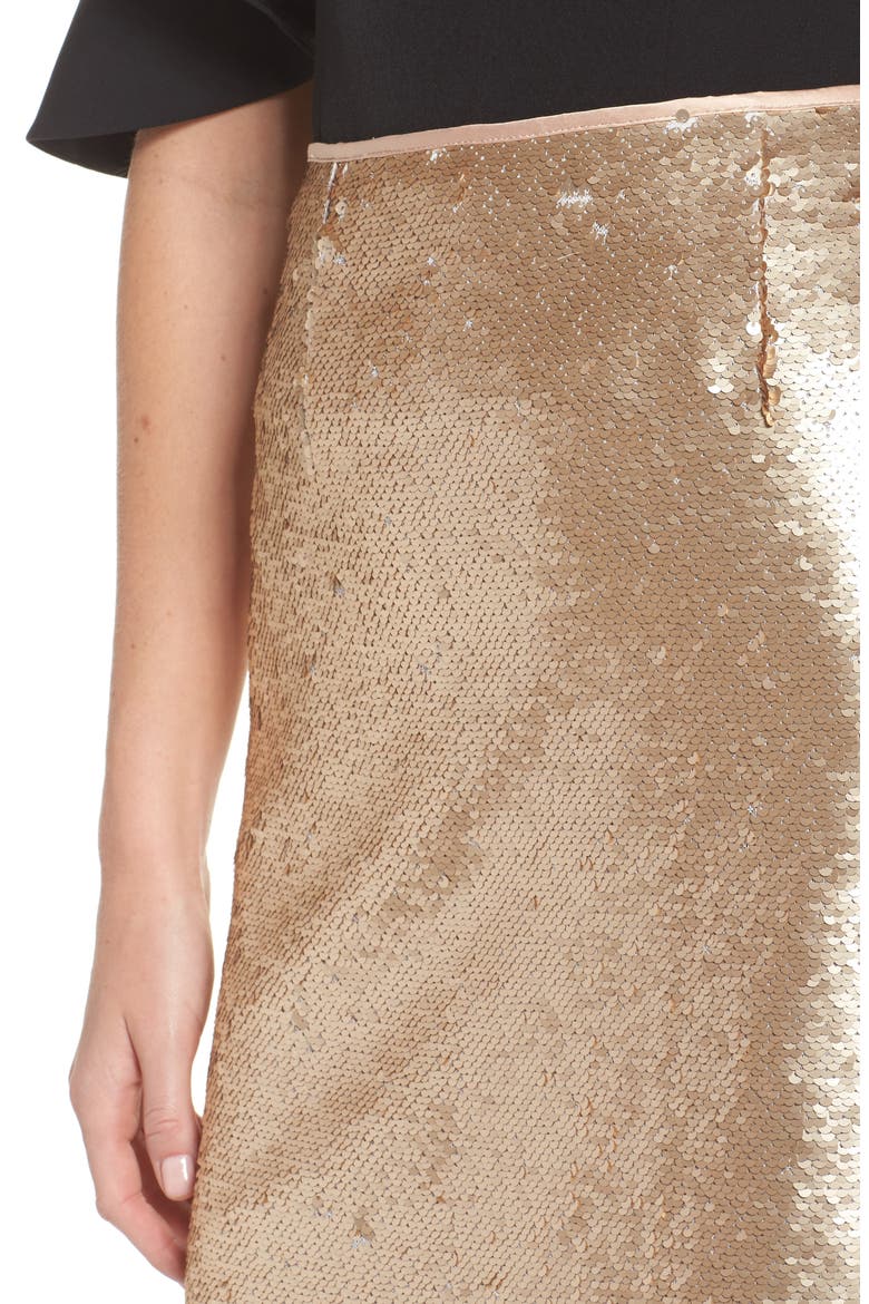 Paillette Pencil Skirt, Alternate, color, GOLD