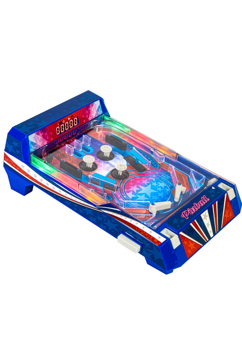 Retro Arcade Electronic Pinball Tabletop Game, Vibrating Bumpers, Led Lights, Alternate, color, Multicolored