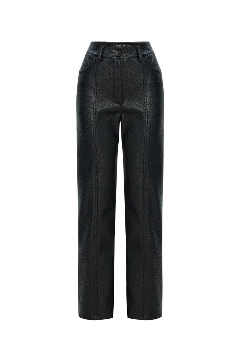 Cut Vegan Leather Pants, Alternate, color, BLACK