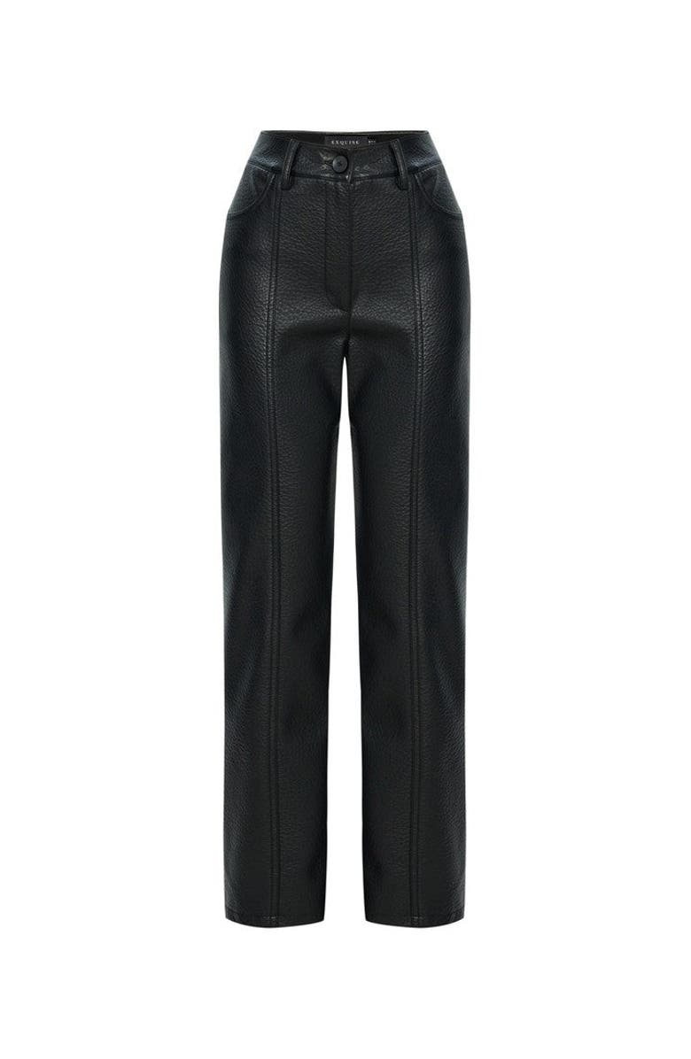Exquise Cut Vegan Leather Pants, Alternate, color, Black