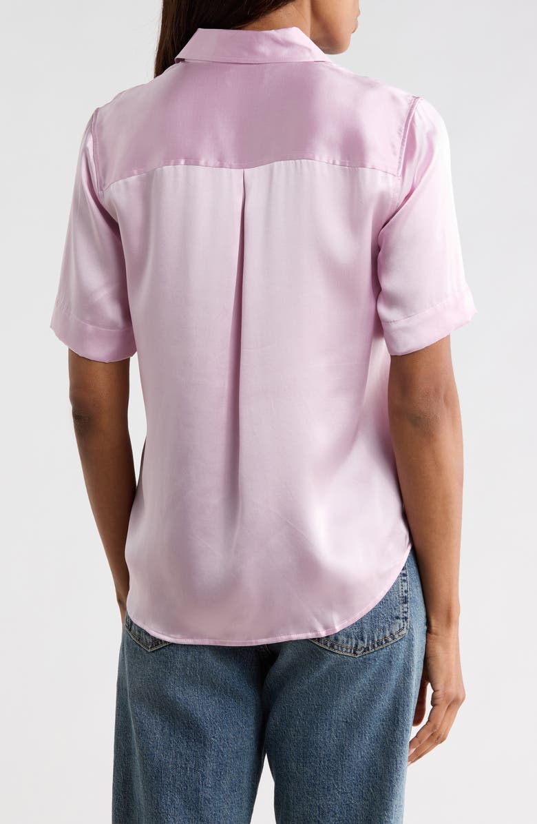 L'AGENCE Elah Short Sleeve Silk Shirt, Alternate, color, Pale Orchid