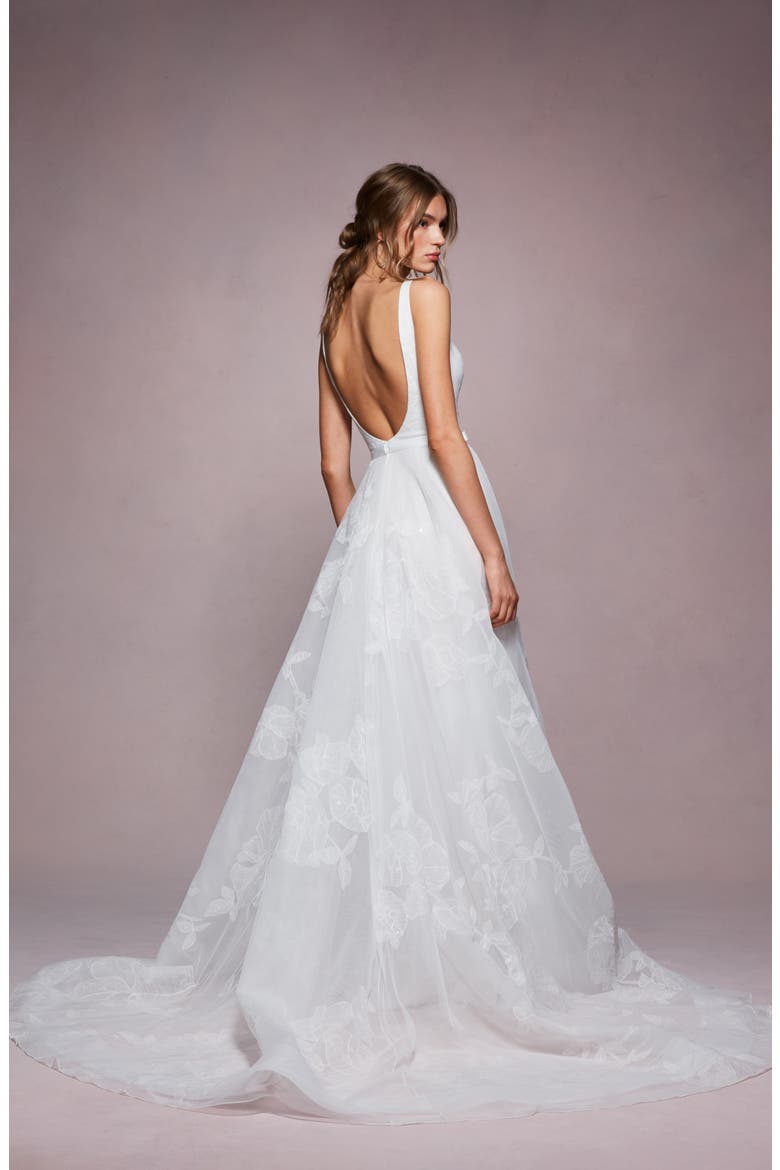 Bea Embroidered Ballgown Wedding Dress, Alternate, color, IVORY