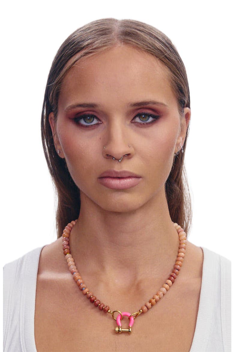 Sadie Light Brown Quartz Gold Plated Necklace, Alternate, color, Light Brown