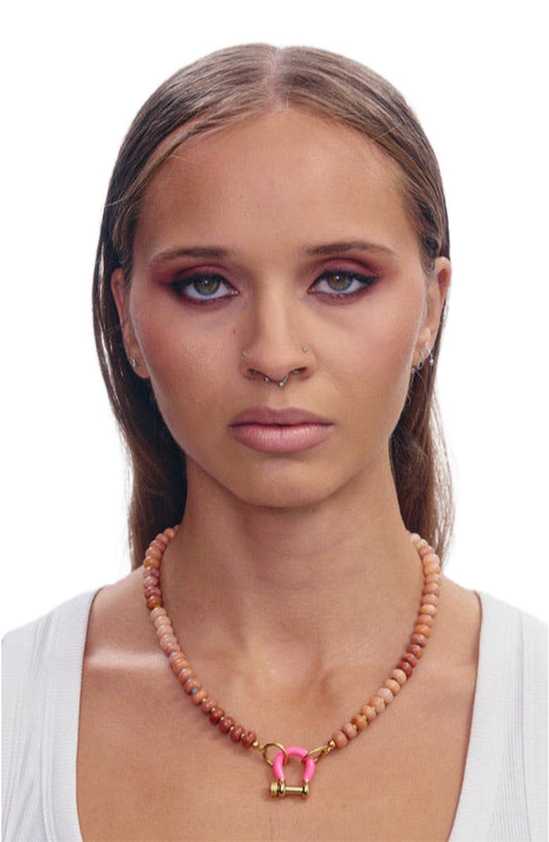 SHOP SPICY DAN Sadie Light Brown Quartz Gold Plated Necklace, Alternate, color, Light Brown