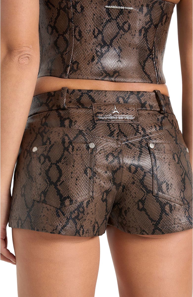 Manière De Voir Samia Python Mini Shorts, Alternate, color, Brown