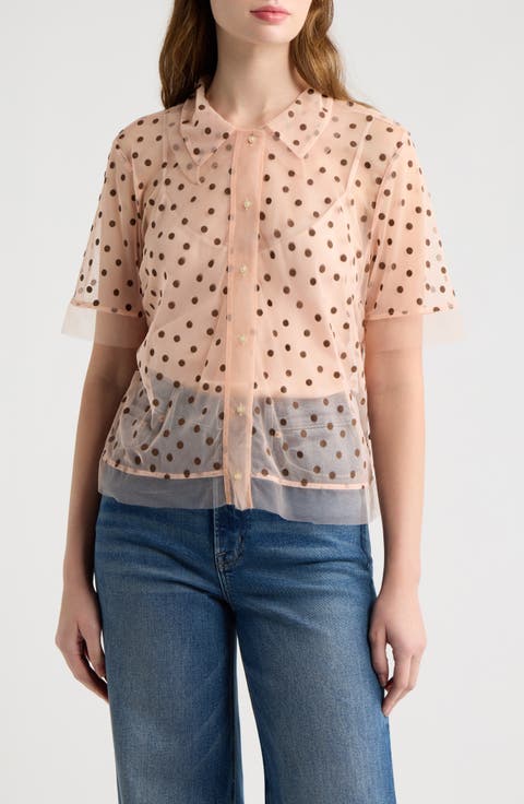 The Cotillion Polka Dot Mesh Top