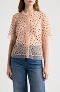 THE GREAT. The Cotillion Polka Dot Mesh Top