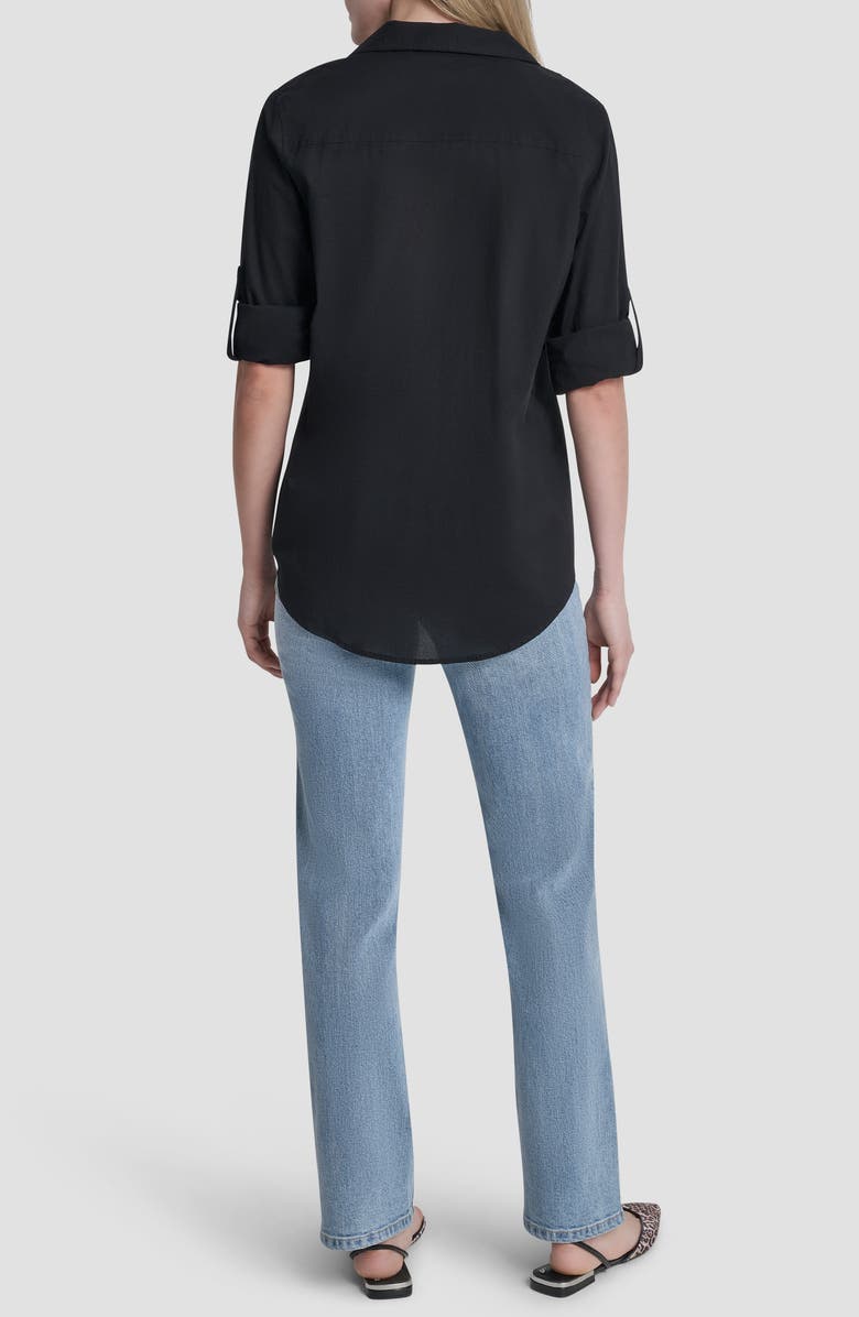 DKNY Short Sleeve Roll Tab Shirt, Alternate, color, Black