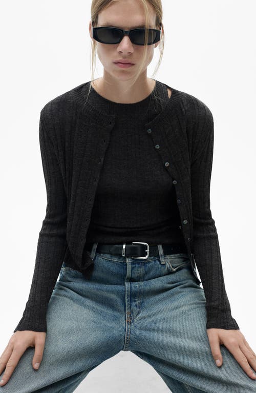 Mango Button Knit Cardigan In Dark Heather Grey