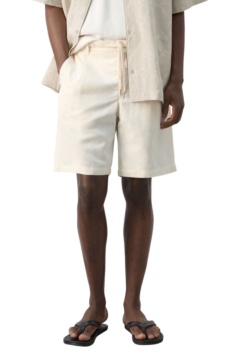 MANGO Pleat Front Shorts, Main, color, Off White