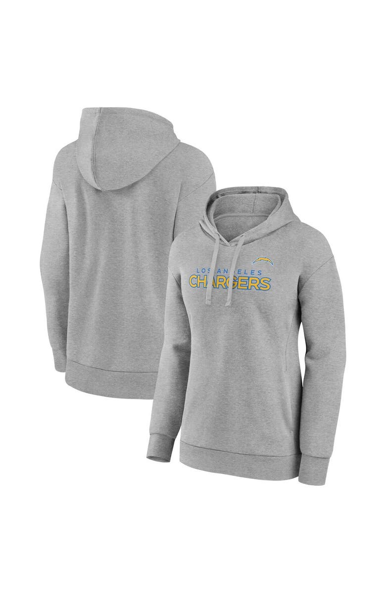 FANATICS Women's Fanatics Branded Heather Gray Los Angeles Chargers Iconic Cotton Fleece Checklist Pullover Hoodie, Alternate, color, 