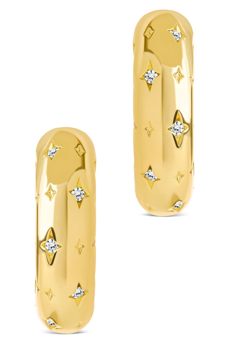 Marcela Cubic Zirconia Star Hoop Earrings, Alternate, color, GOLD
