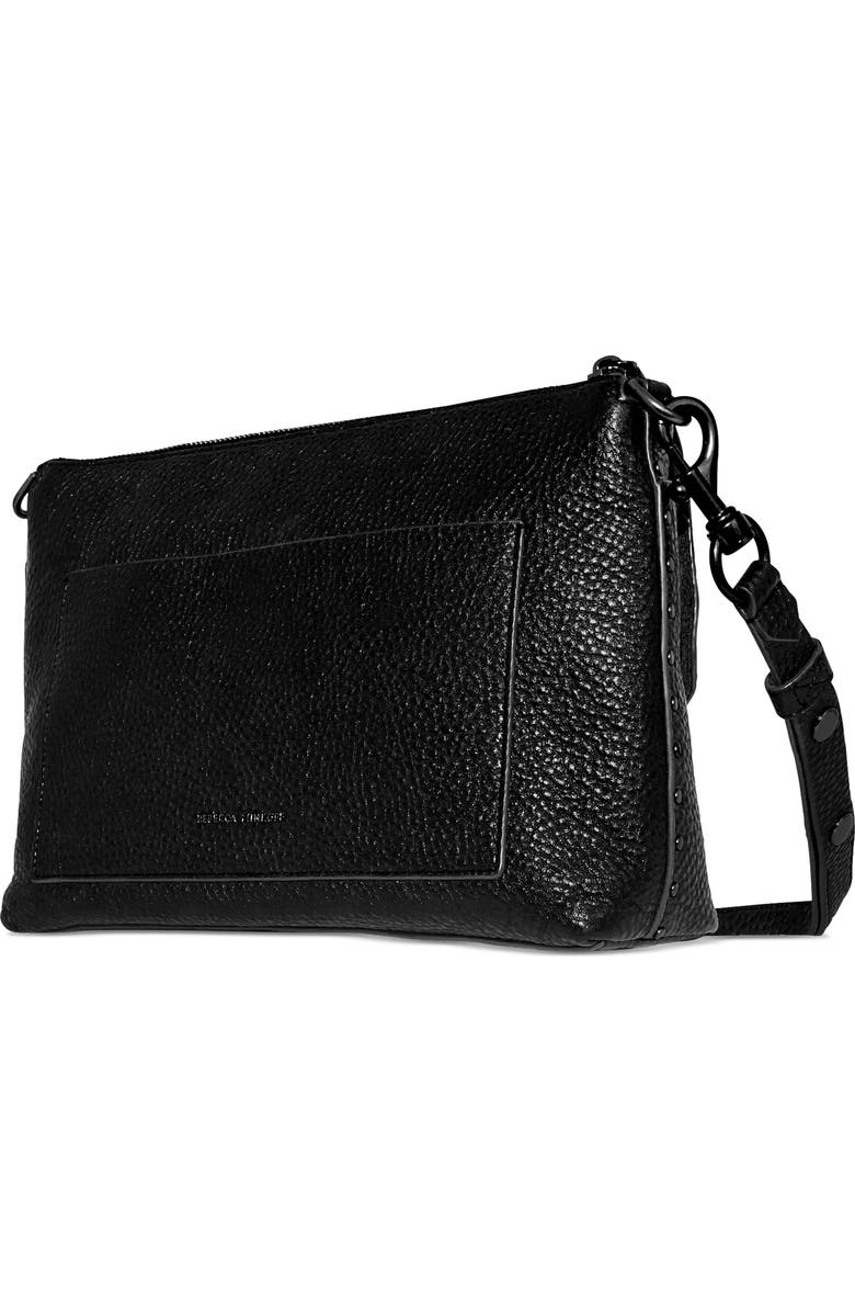 Rebecca Minkoff Darren Top Zip Leather Shoulder Bag, Alternate, color, Black