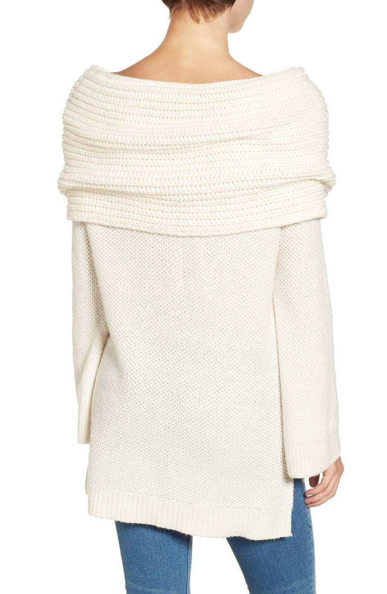 Sun & Shadow Cowl Off the Shoulder Sweater, Alternate, color, Ivory Eggnog