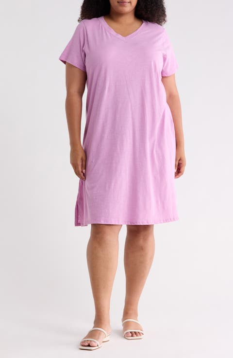 V-Neck Organic Cotton T-Shirt Dress