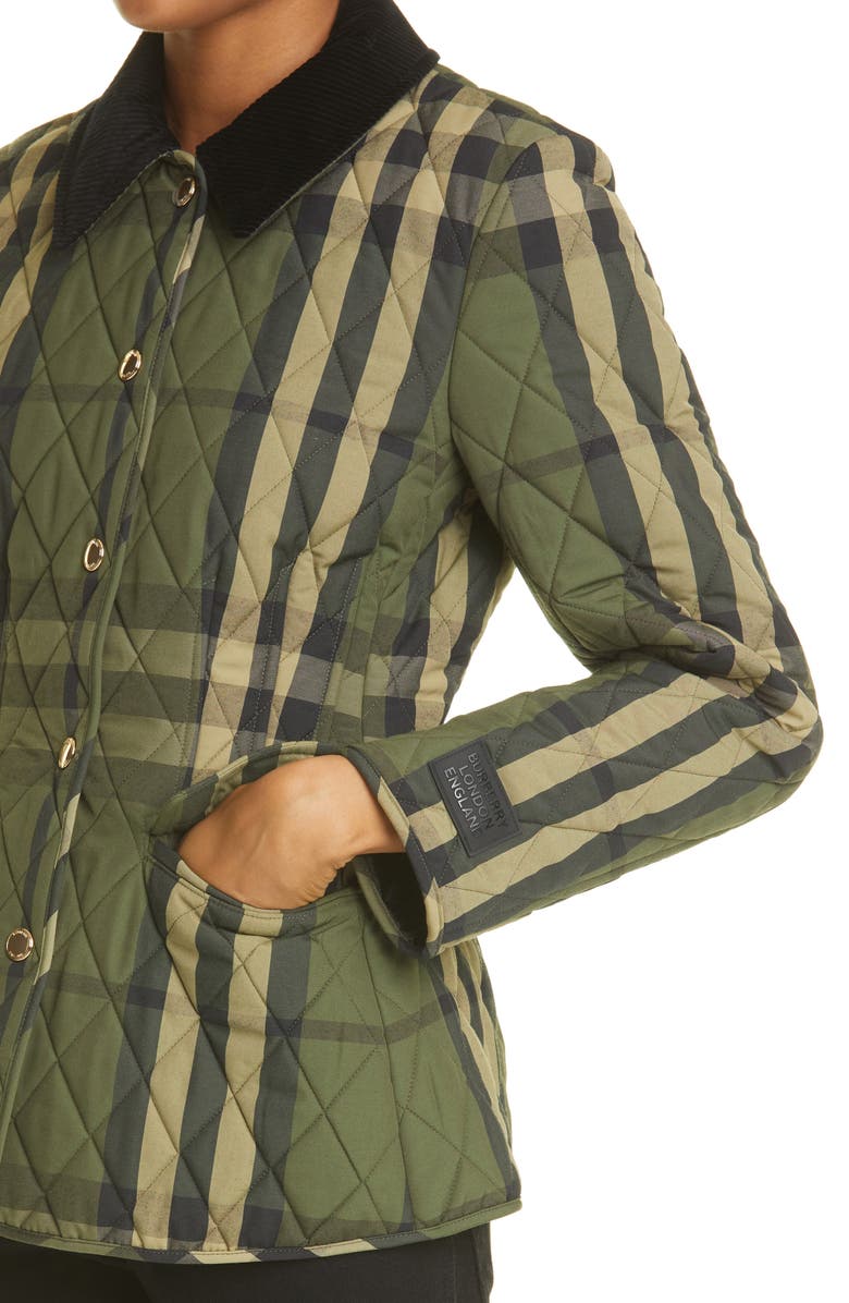 Burberry Lydd Check Fitted Quilted Flannel Barn Jacket, Alternate, color, 