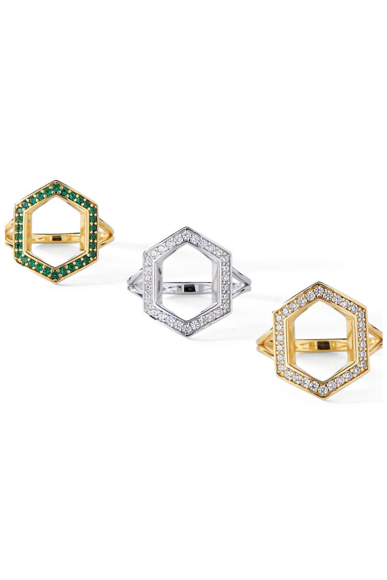 The Donna Ring, Alternate, color, Gold/Emerald CZ