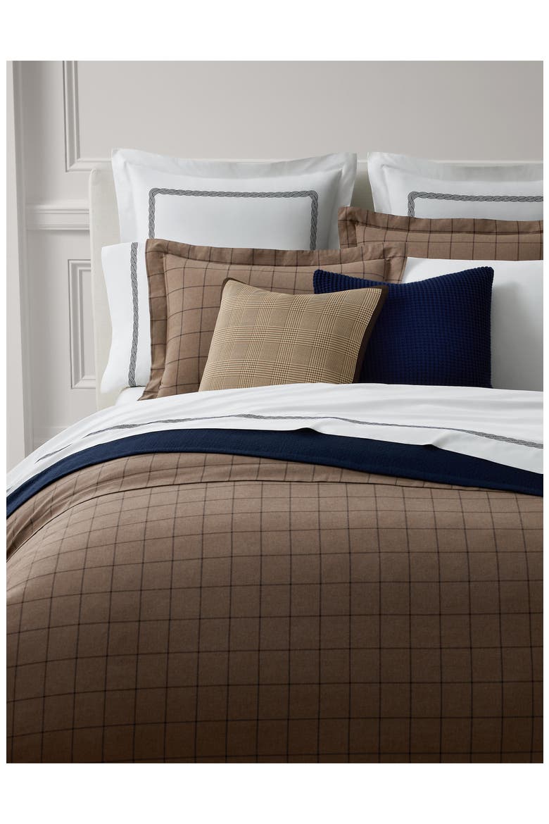 Ledger Windowpane Plaid Cotton Twill Duvet Cover & Sham Set, Main, color, CINNAMON