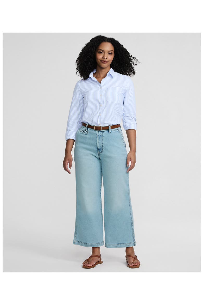 Petite Recover Denim Mid Rise Wide Leg Ankle Jeans, Alternate, color, Breeze Blue Wash