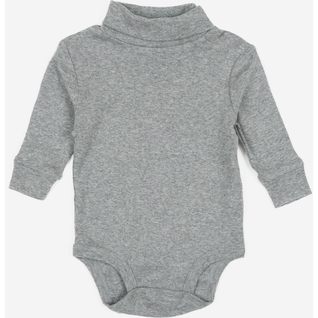 Leveret Baby Turtleneck Bodysuit, Cotton Long Sleeve In Gray