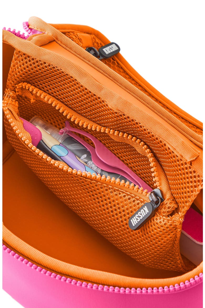 Small Neoprene Train Case, Alternate, color, FRENCH PINK/ SHERBERT