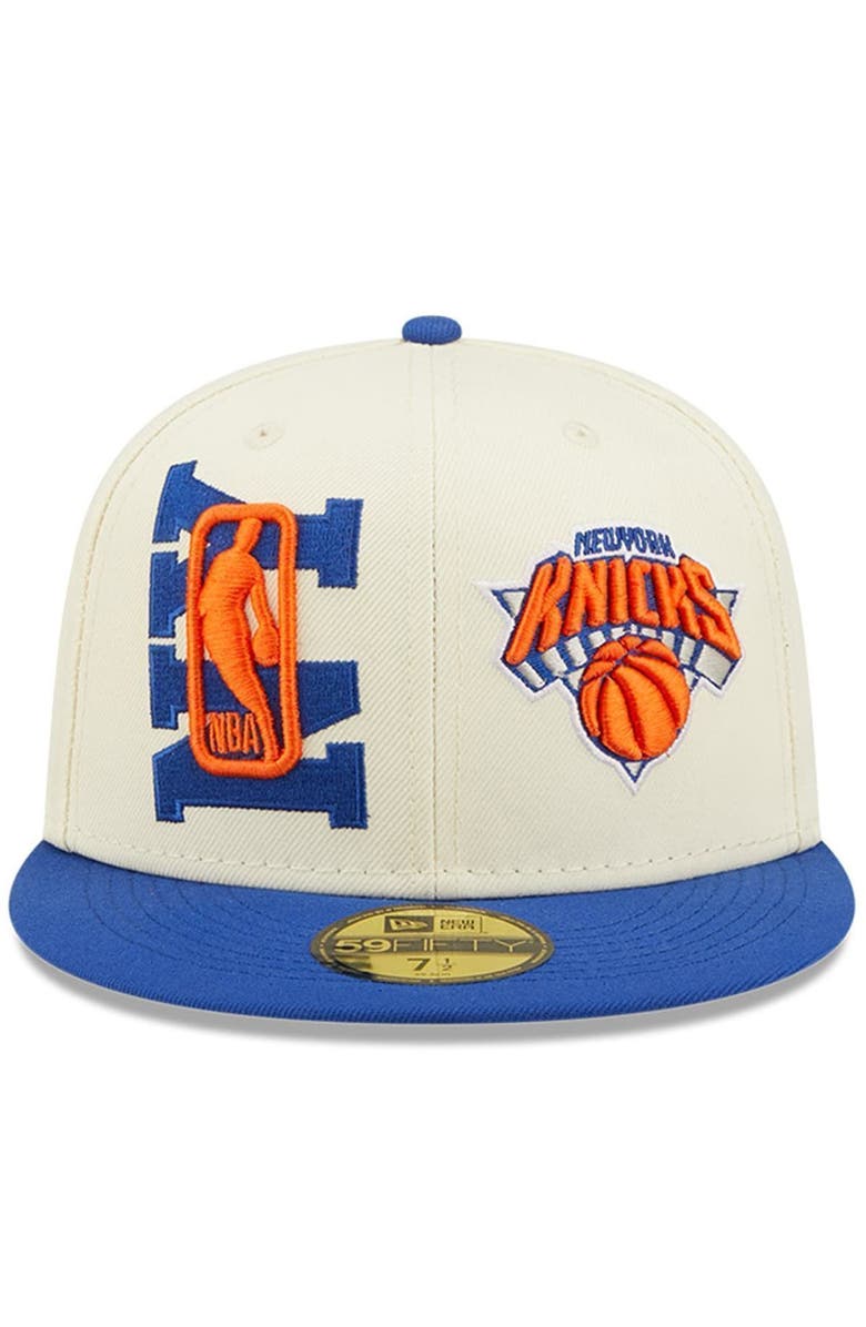 New Era Men's New Era Cream/Blue New York Knicks 2022 NBA Draft 59FIFTY Fitted Hat, Alternate, color, 