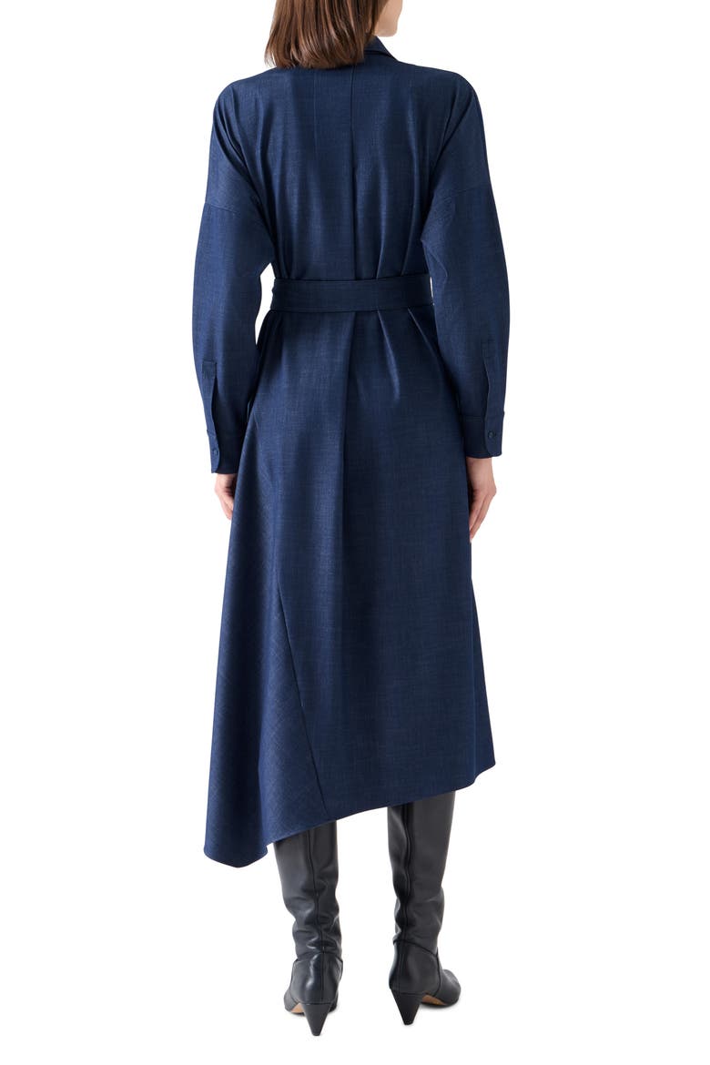 Fluid Techno Long Sleeve Cotton Denim Shirtdress, Alternate, color, NAVY