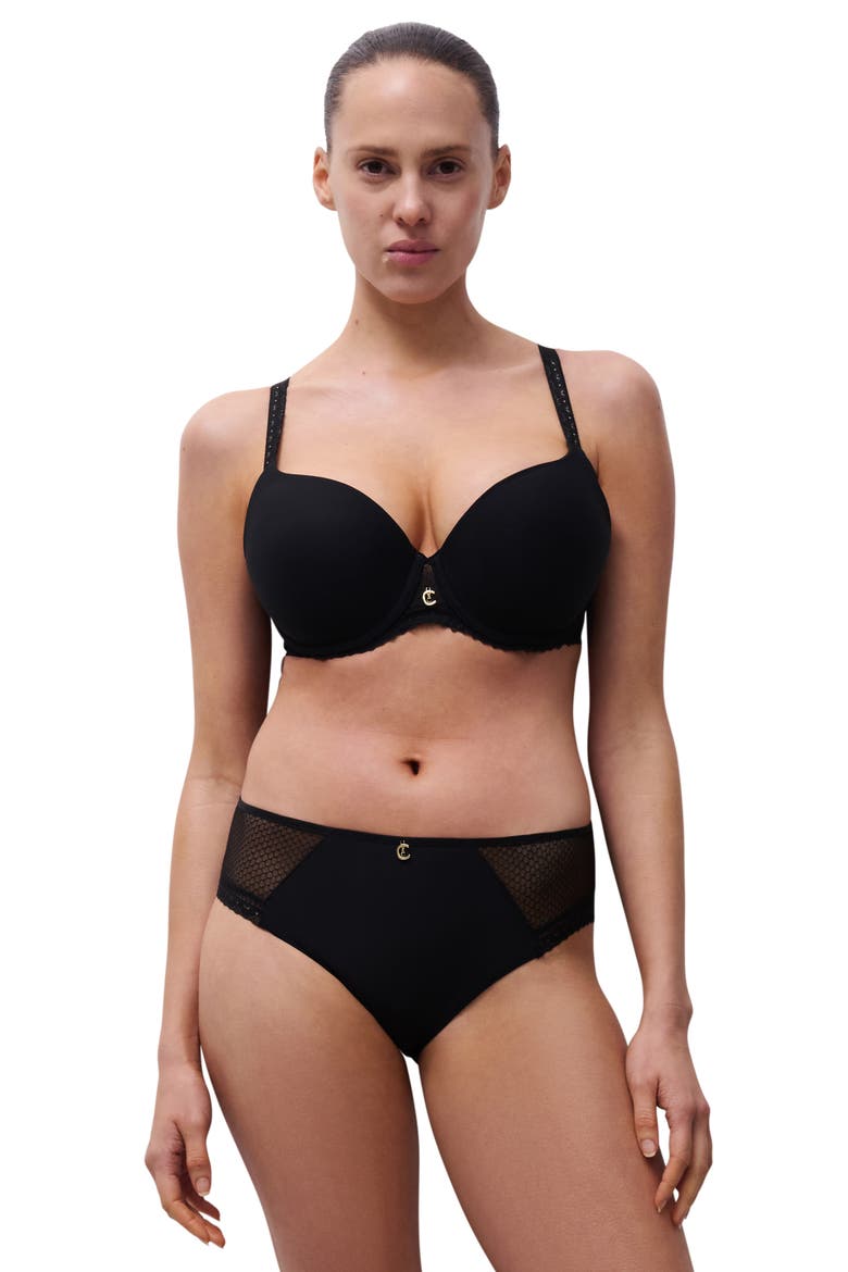 Romance Underwire Low Coverage T-Shirt Bra, Alternate, color, BLACK