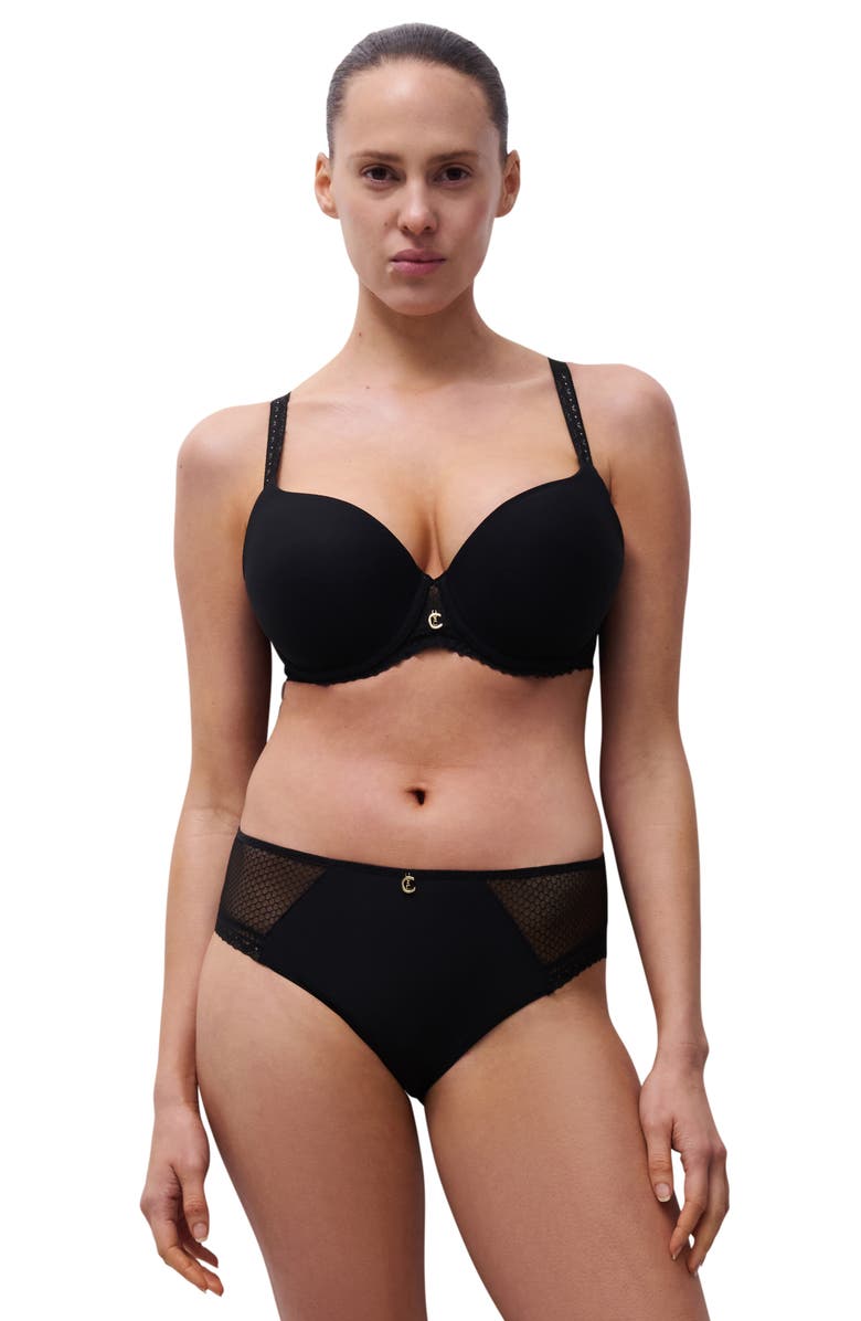 Chantelle Lingerie Romance Underwire Low Coverage T-Shirt Bra, Alternate, color, Black