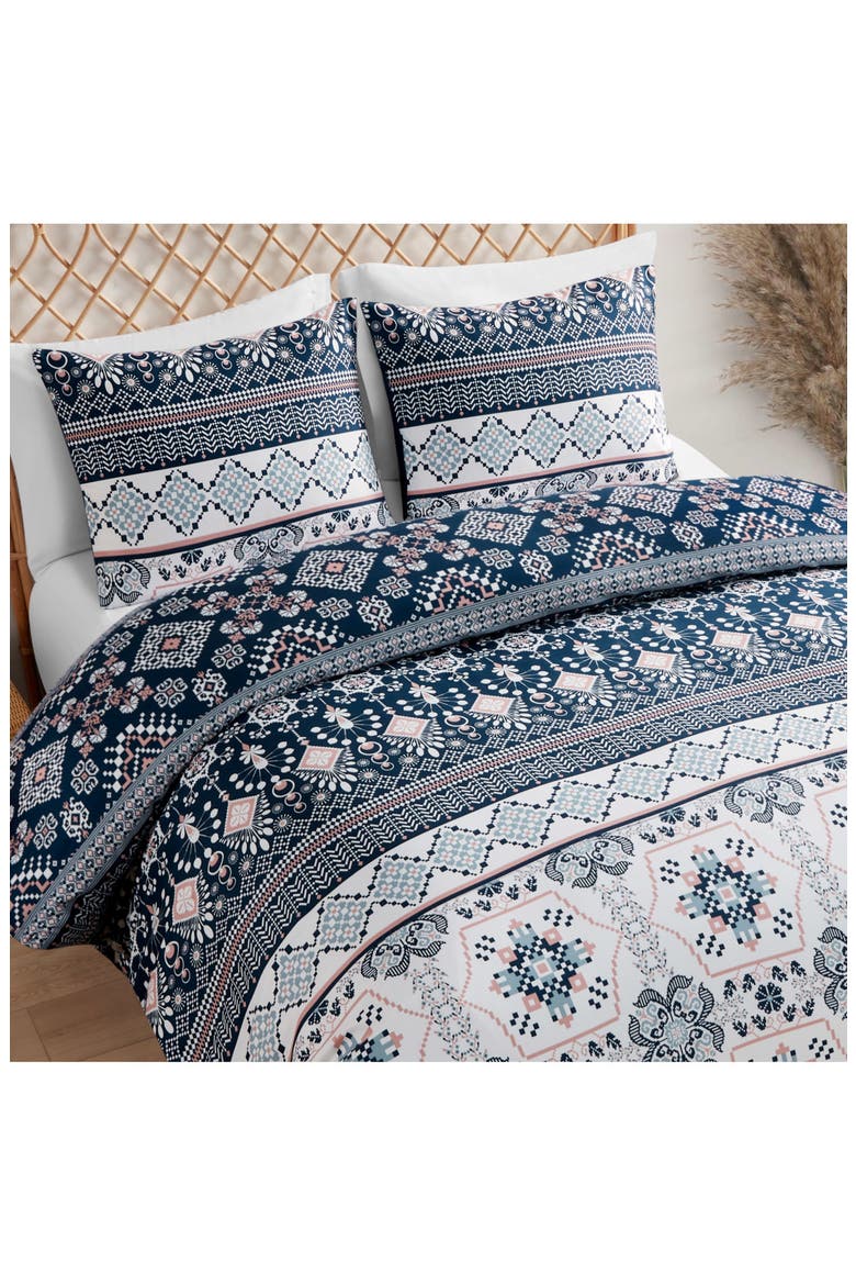 Paisley Print Comforter Set, Alternate, color, NAVY/ IVORY/ GREEN