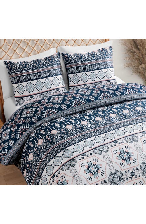 Jessica Simpson Paisley Print Comforter Set In Navy/ivory/green