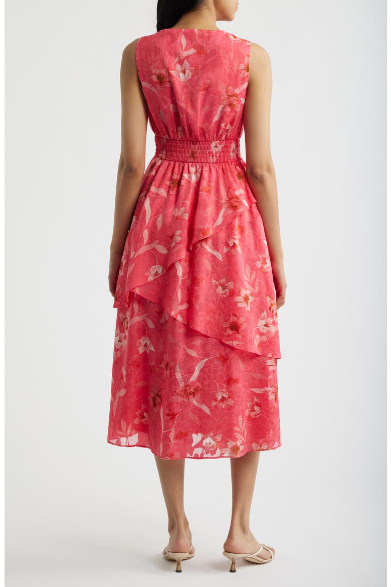 Tiered Asymmetric Midi Dress, Alternate, color, GRENADINE MULTI