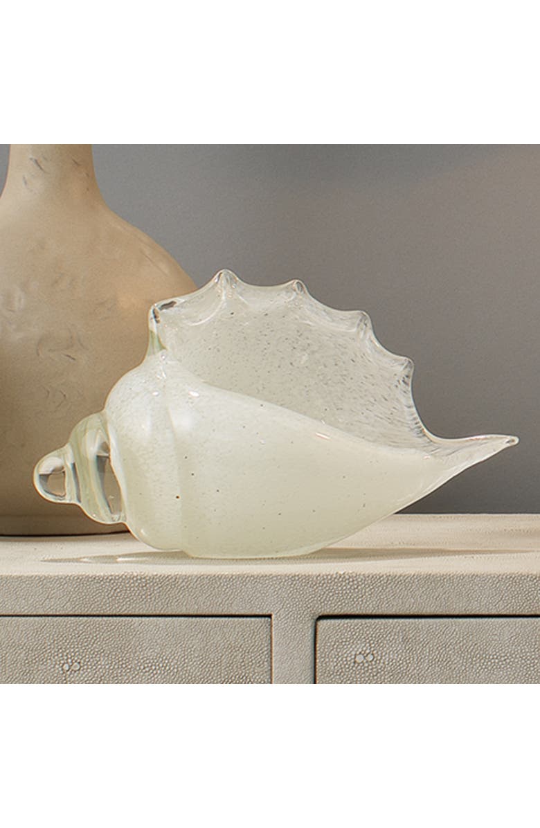 JAMIE YOUNG Triton Hand Blown Decorative Glass Shell, Blue, Alternate, color, White