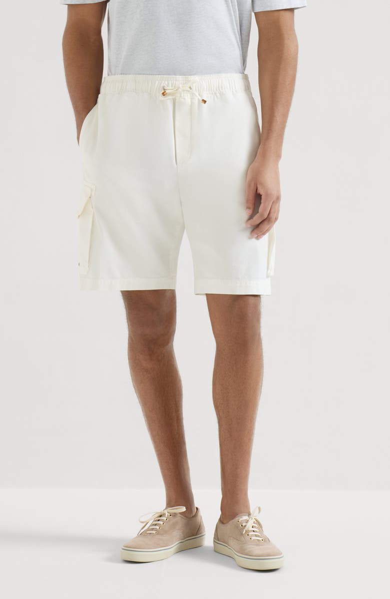 Brunello Cucinelli Gabardine Bermuda shorts, Main, color, Snow