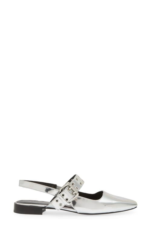 Rag & Bone Astra Metallic Buckle Slingback Ballerina Flats In Silver