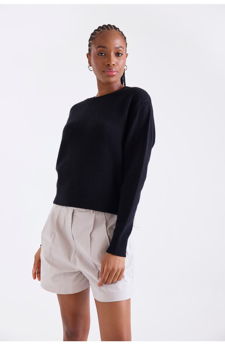 1982 Maila Long Sleeve 100% Cashmere Sweater, Alternate, color, Black