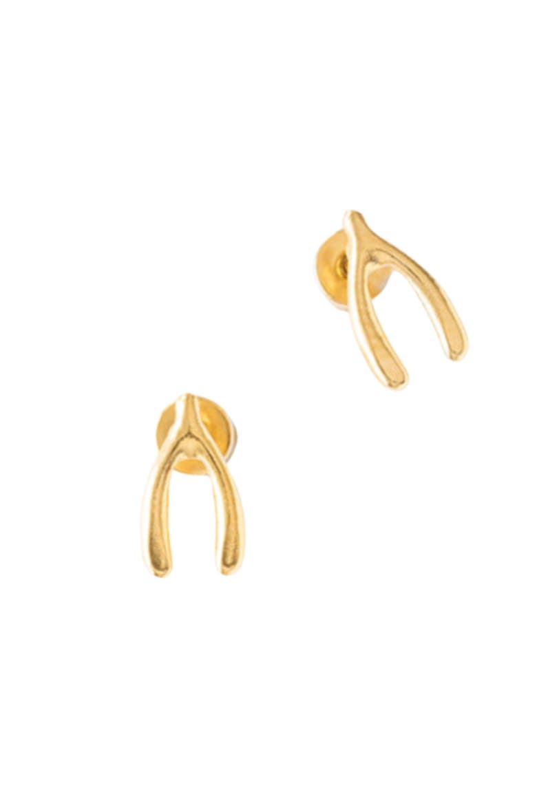 Girls' Wishbone Flatback Stud Hypoallergenic Earrings, Main, color, Gold