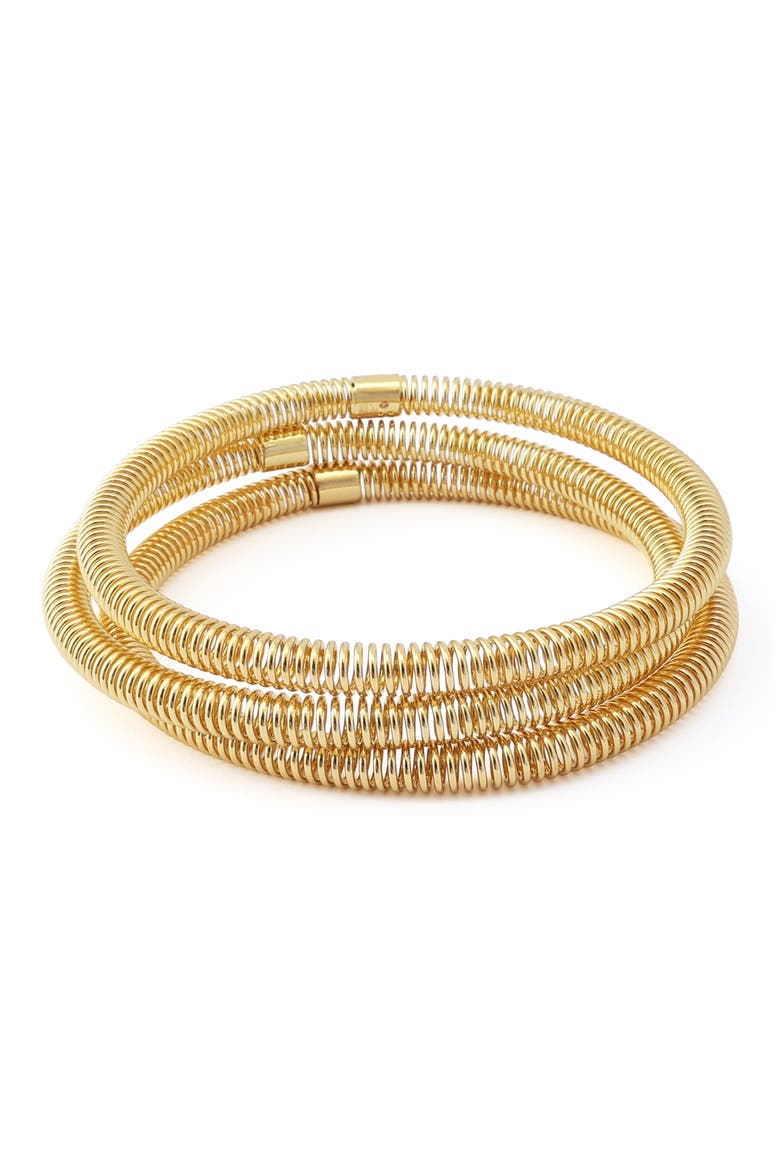 Set of Three Coiled Bangles, Main, color, GOLD