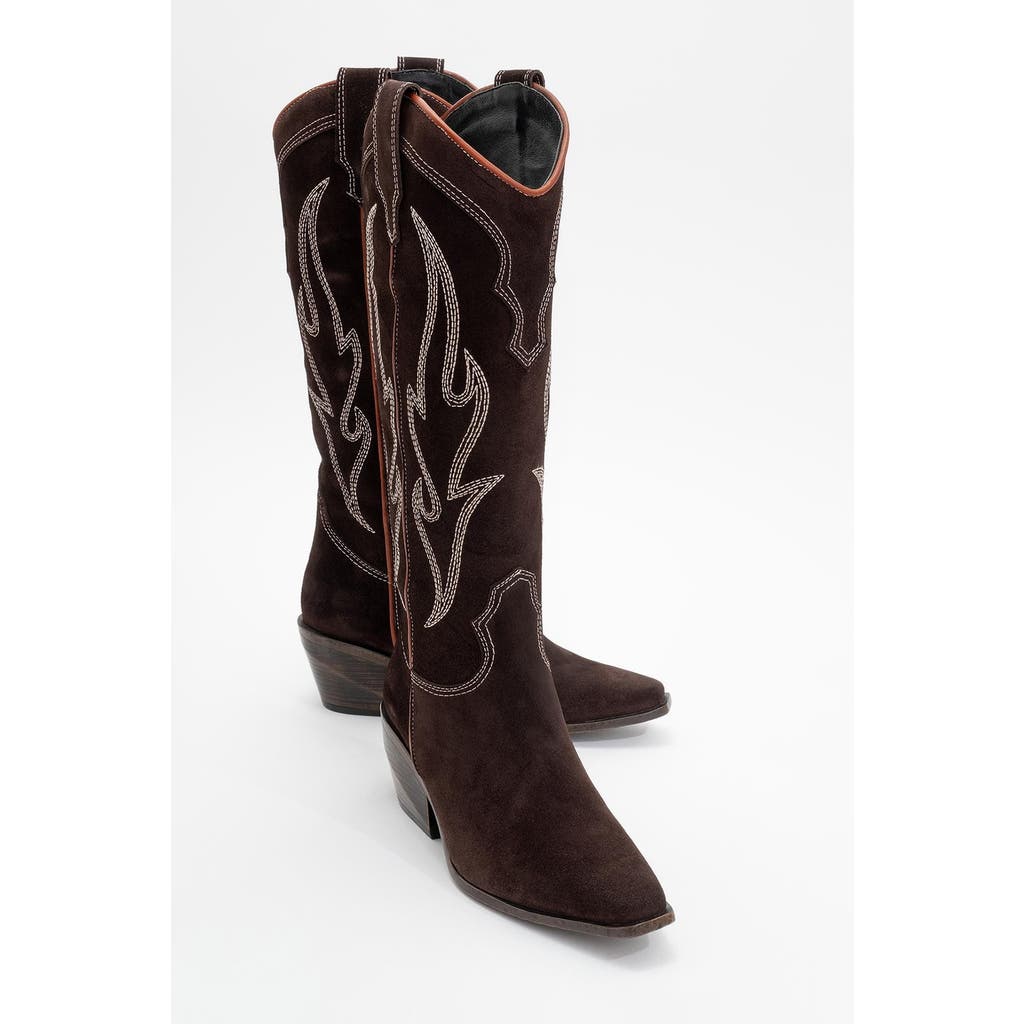 Forever & Always Shoes Pietro Leather Western Knee High Boot In Brown
