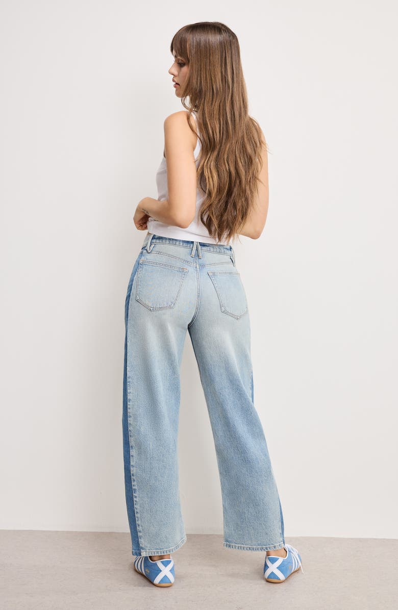 Good American Good Standard Mid Rise Ankle Barrel Jeans, Alternate, color, Indigo