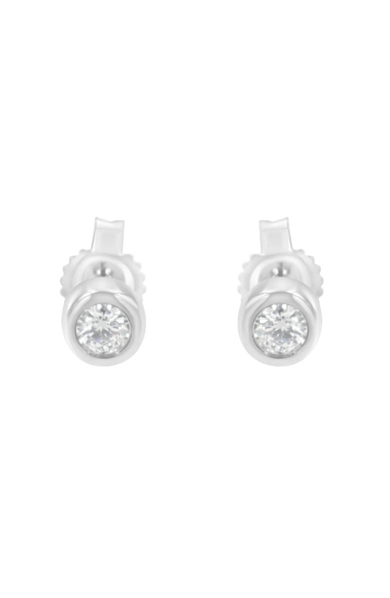 Haus of Brilliance 10K Gold 1/7 Ct Round Diamond Bezel- Stud Earrings, Alternate, color, White