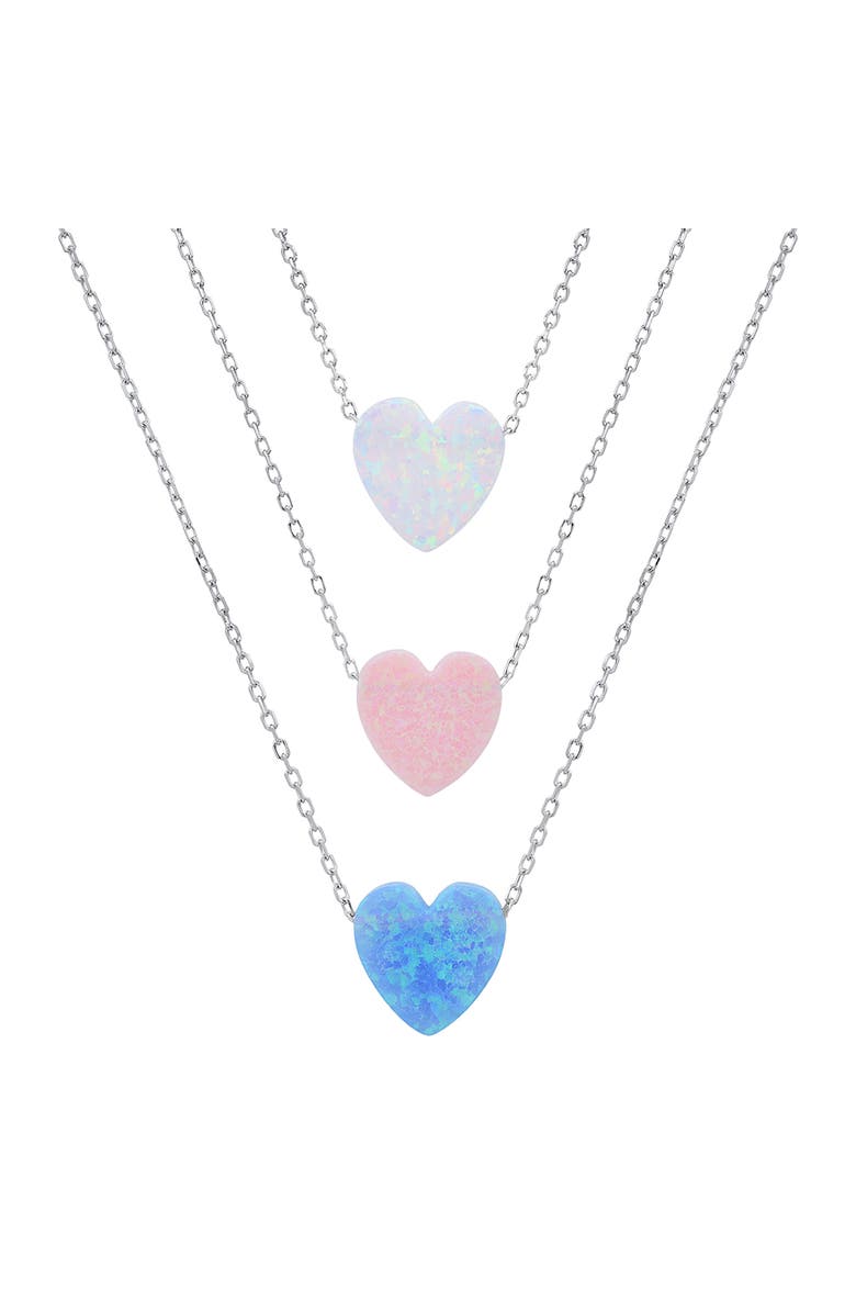 Queen Jewels Sterling Silver Opal Heart Necklace, Alternate, color, Opal/Silver